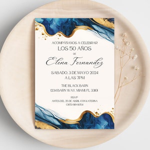 Invitación de 50 años Mujer, Spanish 50th Birthday Invitation Woman, Printable Adult All Ages, Tarjeta de Cumpleaños y Fiesta, Digital
