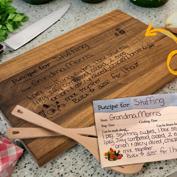 Handwritten Recipe Cutting Board for Mother's Day, Grandma's Handwriting, Gift for Mom, Engraved Recipe, Personalized Gift for Christmas