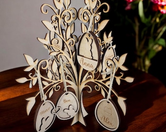 Personalized Wooden Easter Tree with Customizable Easter Eggs | DIY Paintable Easter Decor | Unique Gift for Families, Couples & Kids