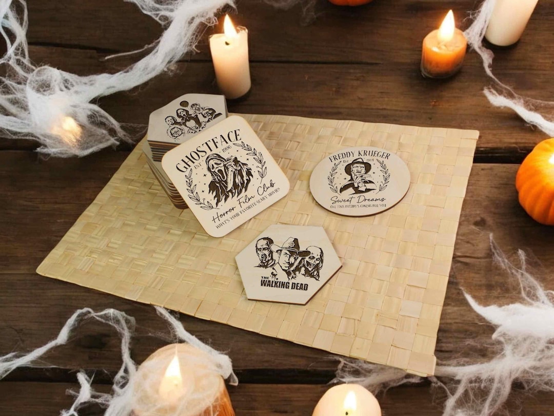 Halloween Coaster Set With Horror Movies Engraved Wood Coasters 12 Pc  Halloween Party Decor Halloween Party Favors Cool Gift for Halloween - Etsy  Australia