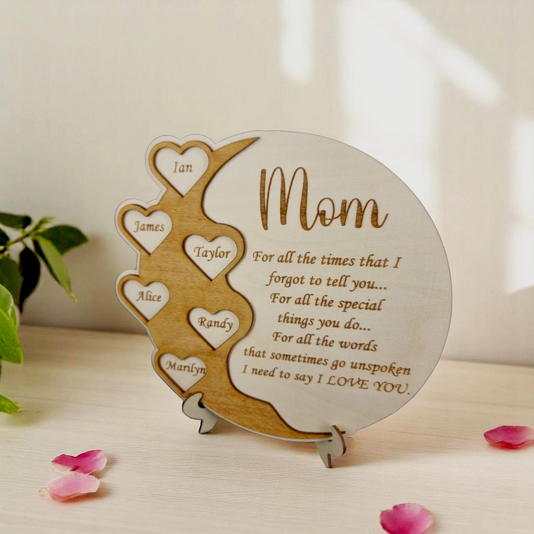 Personalized Mother's Day Wooden Plaque – Custom Engraved Gift for Mom ...