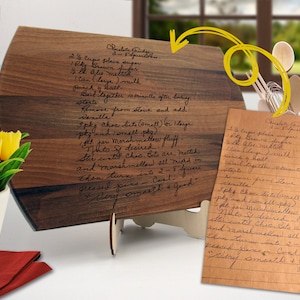 Tabla de cortar de recetas de escritura a mano real Receta manuscrita/Carta Receta impresa personalizada Tabla de corte de escritura a mano original Regalo de receta de la abuela