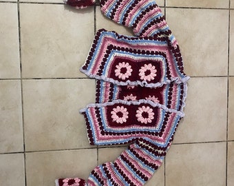 Crochet daisy square cardigan