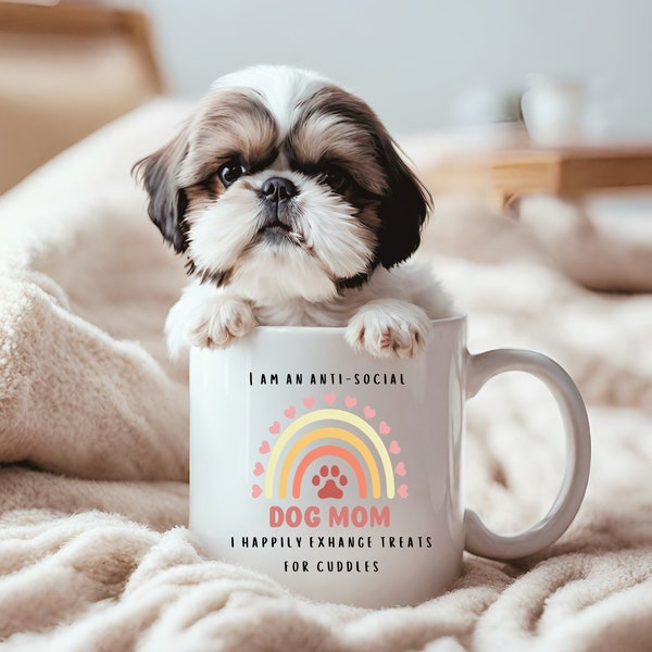 Anti social dog mom mug, Dog lover Gift for women, Cute funny coffee mug, Gift for Her, Mothers Day Gift for dog owners or Grandma, 11oz