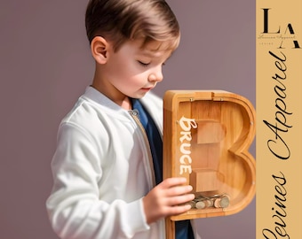 Custom Name Initial Coin Bank Personalized Wooden Letter Piggy Banks Personalized Letter Bank Letter Piggy Banks For Boys Money Box Gifts