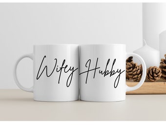 Hubby and wifey Matching mugs - Png Digital Download- Just married- Bridal shower download - Mugs Png files - wifey, Hubby, happy ever after