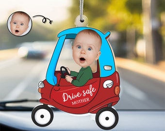 Custom Photo Drive Safe Dadd -  Personalized Car Photo Ornament Custom Photo Keychain - Personalized Driver Gift