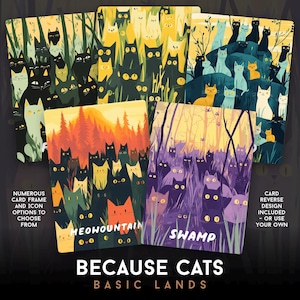 Basic Lands - Cutesy Cats - Téléchargements numériques prêts à imprimer - pour les collectionneurs et les joueurs de MTG - Cartes magiques modifiées / proxy