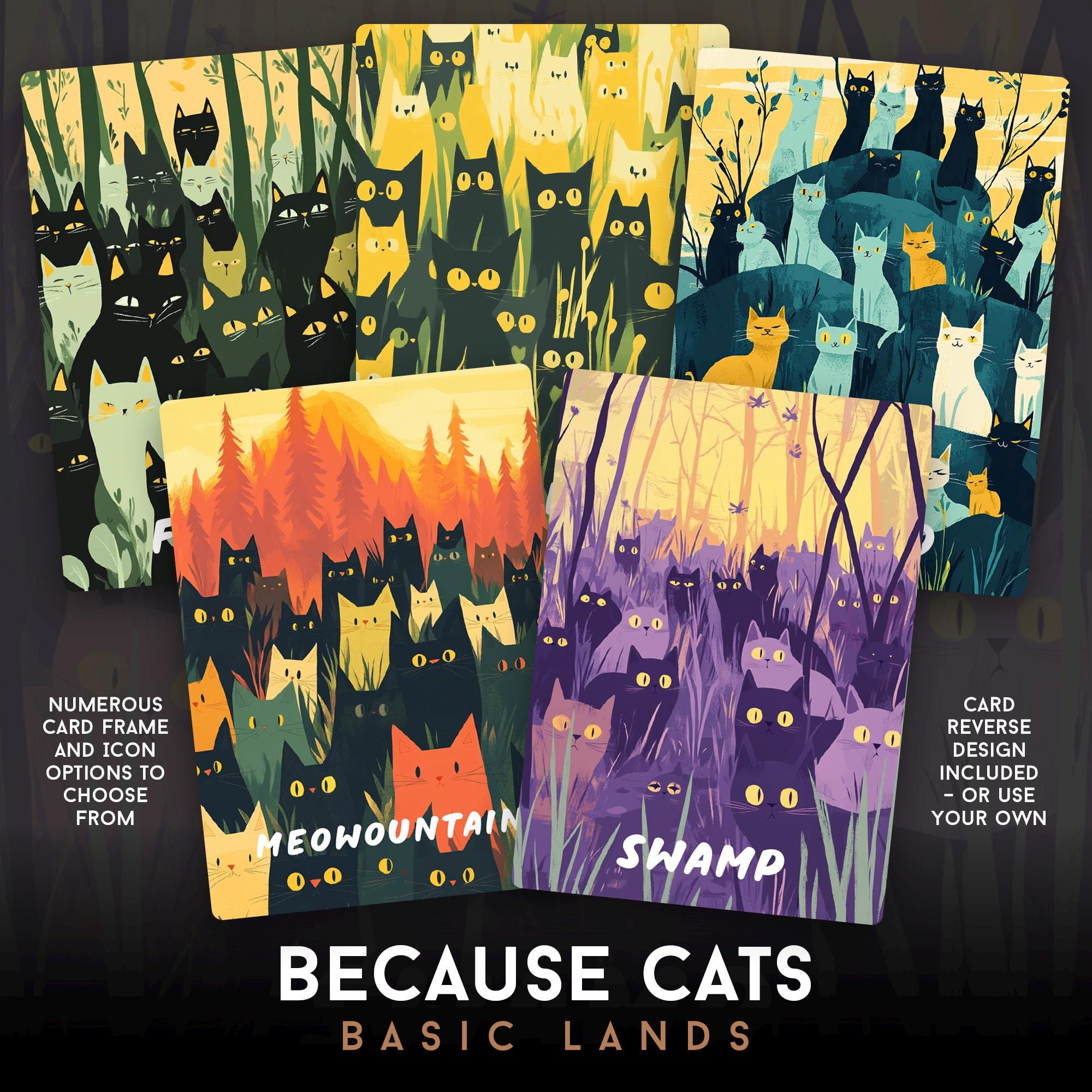 Basic Lands - Cutesy Cats – Print Ready Digital Downloads – for