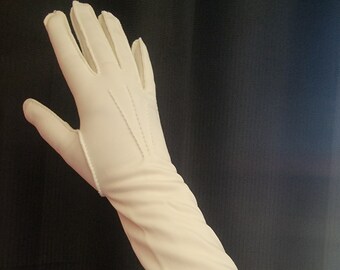 Vintage White Gloves, Gauntlet, Nylon, Size 6-6.5