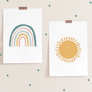 Rainbow Playroom Decor, Set of 6 Classroom Prints, Homeschool Printable ...