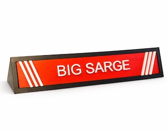 Placa de identificação para mesa de polícia – “Sargento Grandão” | Decoração para escritório policial | Placa de mesa personalizada
