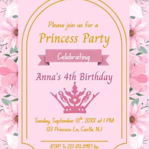 Princess Birthday Party Invitation Template