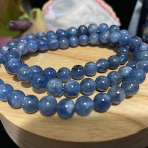Blue Kyanite Natural High Grade Triple Wrap Beaded Bracelet/Necklace - 6 mm