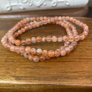 Arusha Sunstone Natural High Grade Crystal Round Beaded Bracelet - 4.5 mm