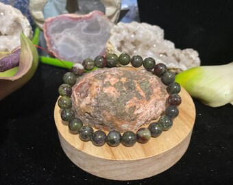 Dragon Blood Jasper Natural Crystal Round Beaded Bracelet - 8 mm