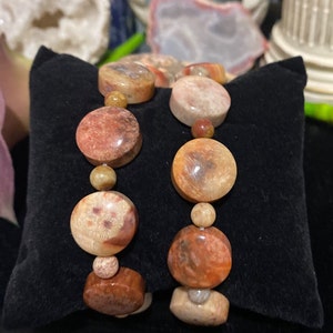 Coral Jade High Grade Natural Crystal Circle Beaded Bracelet - 16 mm