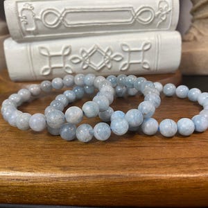 Aquamarine Natural Crystal Rounded Beaded Bracelet - 8-6 mm