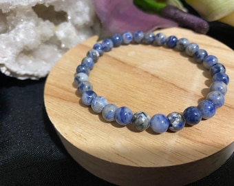 Sodalite Natural Crystal Round Beaded Bracelet - 6 mm