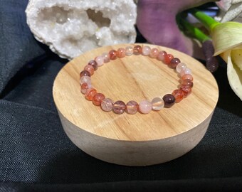 Fire Quartz High Grade Natural Crystal Round Beaded Bracelet -  6 mm
