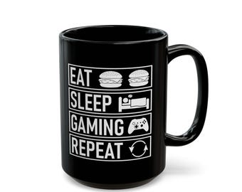 Tazza da caffè Eat Sleep Game Repeat: regalo divertente per giocatori
