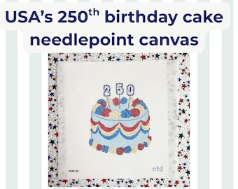 Lienzo para bordar con diseño de pastel del 250 aniversario de EE. UU. - 18 mallas