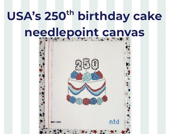 Lienzo para bordar con diseño de pastel del 250 aniversario de EE. UU. - 13 mallas