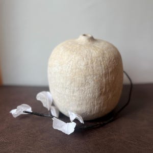 Small Handmade Paper Mache Vase: Neutral Wabi Sabi Decor