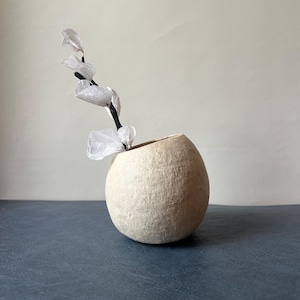 Handmade Paper Mache Vase: Neutral Textured Wabi Sabi Decor