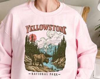 Yellowstone National Park Sweatshirt, Retro US Parks Sweater, Granola Girl Hoodie, Gorpcore Boho Forestcore Clothing, Yellowstone Sweater