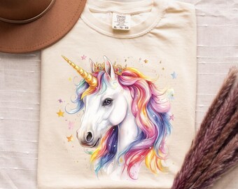 Comfort Colors® マジカルユニコーンシャツ、ユニコーンバースデーTシャツ、ユニコーンガールTシャツ、女の子の誕生日プレゼント、女の子のバースデーシャツ、かわいいユニコーンTシャツ
