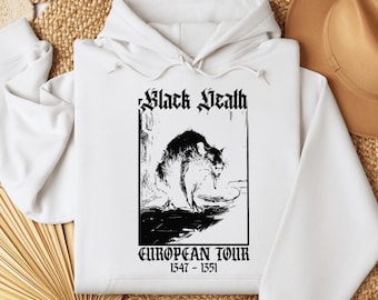 Black Death European Tour 1347- 1351 Vintage Graphic Sweatshirt, Medieval Plague Rat Dark Art T-Shirt, Middle Ages Shirt, Black Death Hoodie