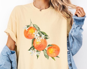 Comfort Colors® Vintage Orange Shirt, Art Graphic Fruit Shirt, Drawing Oranges Shirt, Foodie Vintage Graphic Shirt, Aesthetic Fruit Tee
