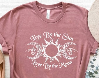 Live By The Sun Love By The Moon Shirt, Sun And Moon T-Shirt, Astrology Shirt, Celestial Moon Shirt, Spiritual Moon T-Shirt, Mystic Moon Tee