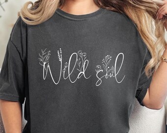 Wild Soul-skjorta med bekväma färger, boho Wild Soul-t-shirt, lantlig western-flickskjorta, cowgirl-skjorta, western-grafik-t-shirt, Wild Soul-t-shirt