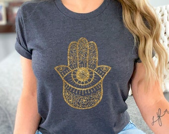 Hamsa Hand Shirt, Evil Eye Hamsa T-Shirt, Witch Shirt, Spiritual Shirts, Mystical Yoga Shirt, Boho Meditation Shirt, Psychedelic Shirt