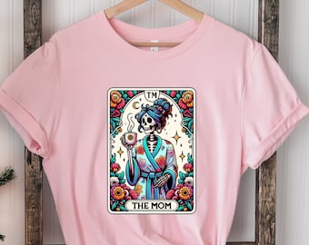 Das Mom Tarot Karten Shirt, Witchy Vibes Schädel Mama T-Shirt, Lustiges Mama Shirt, Mutterschaft Shirt, Skelett Mama Karte Shirt, Witchy Mama T-Shirt