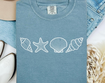 Comfort Colors® SeaShell Shirt, Strand Vibes T-Shirt, Sommerfrau Shirt, ästhetisches Beachy Shirt, Ozean-Liebhaber-Geschenk, Ozean-Muschel-T-Shirt