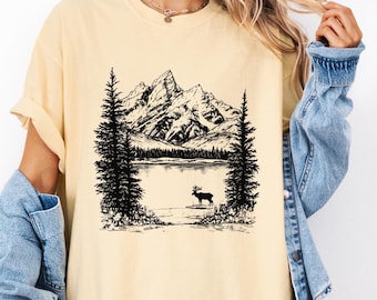 Comfort Colors® Grand Tetons Shirt, Mountains National Park T-Shirt, Wyoming T-Shirt, National Park Shirt, Nature Graphic Tee, Hiking Gift