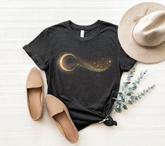 Celestial Moon And Stars Shirt, Crescent Moon T-Shirt, Mystic Moon Shirt, Sun And Moon Shirts, Astrology Gifts Shirt, Space Moon Star Tee