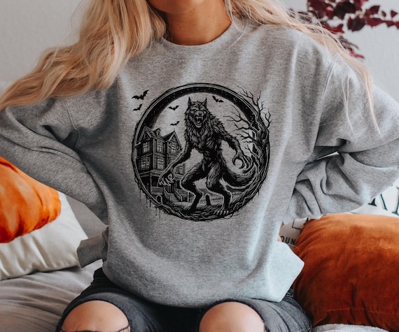 90s Vintage Werewolf Graphic Sweatshirt, Retro Creepy 90s Sweater, Dreamy Abstract Dark Art Hoodie, Grimdark Shirt, Werewolf T-Shirt Hoodie