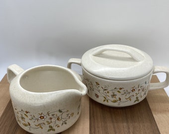 Vintage Lenox Cream and Sugar Set, Lenox Merriment, Creamer and Sugar