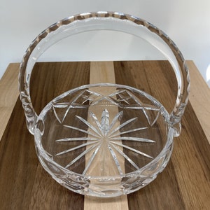 Vintage Crystal Basket, Glass Basket, Candy Basket, Collectible Glass