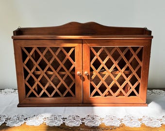 Vintage Wood Spice Cabinet, Wall Hanging Spice Rack