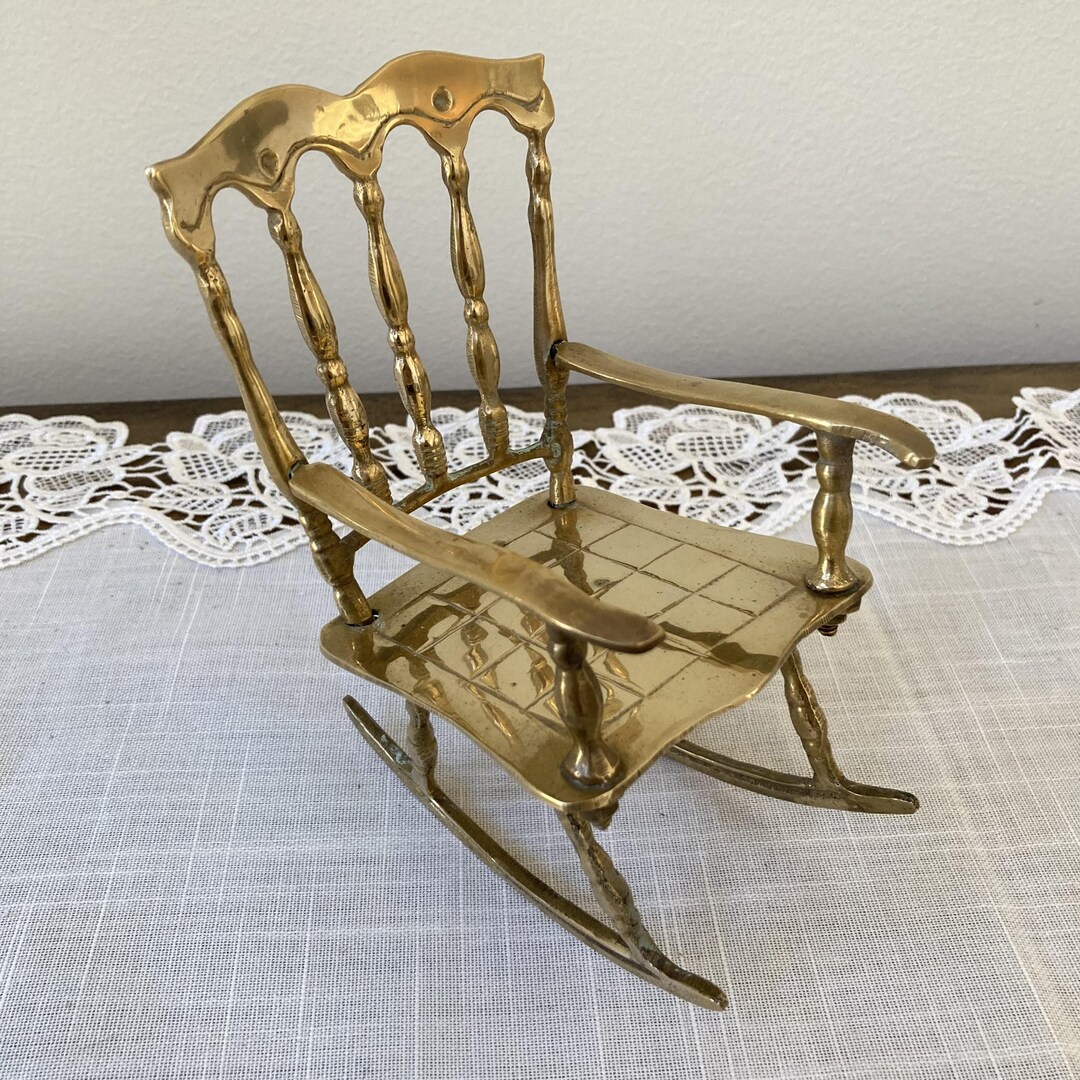 Vintage Miniature Brass Rocking Chair, Doll Furniture - Etsy