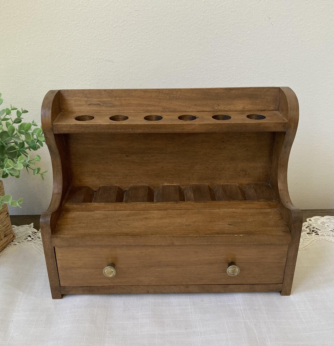 Vintage Wooden Pipe Box, Tobacco Pipe Stand, Mid Century Modern Pipe ...