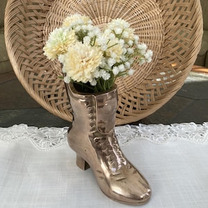 Vintage Brass Boot, Brass Victorian Boot, Brass Boot Planter, Boot Vase, Brass Shoe Planter