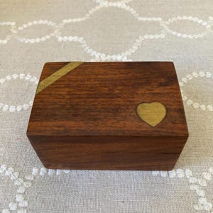 Vintage Miniature Wood Box, Wood and Brass Box, Wood Gift Box, Trinket Box