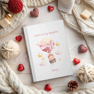 Niña en un globo flotante, cartas para niña, regalo considerado para mamá o papá primerizos, regalo para bebé recién nacido, diario personalizado, diario personalizado