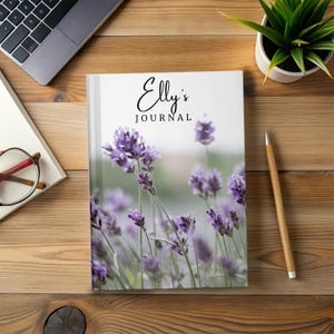 Purple Flower Hardcover Custom Diary, Personalized Journal, Birthday Gift for Woman Wife Girlfriend Girl, Customized notebook, Lined Paper